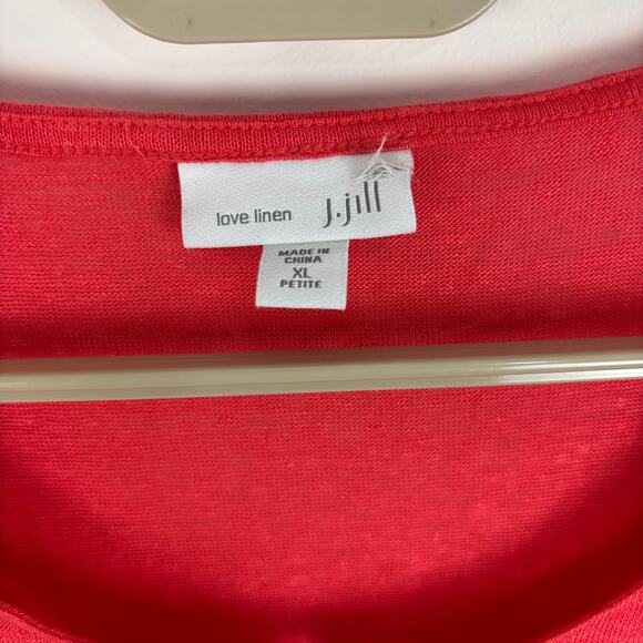 J. Jill Love Linen XL Petite Embroidered tunic top Red-Orange coastal beach - Picture 6 of 7